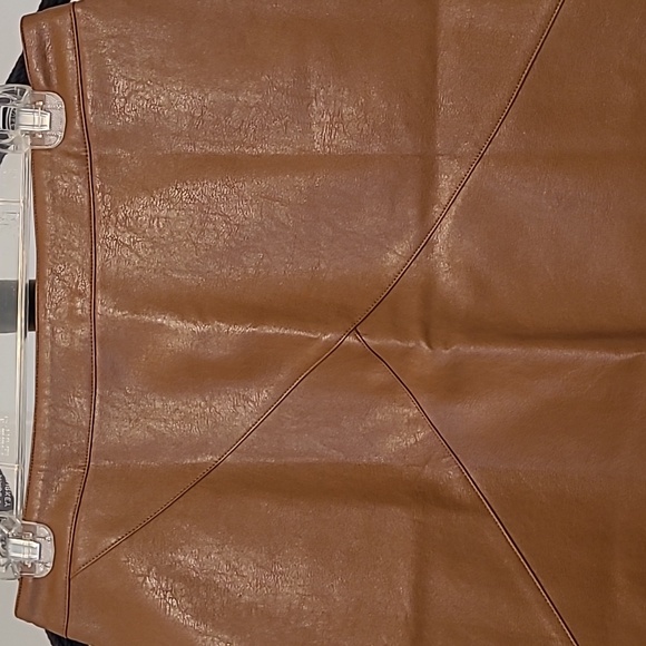 NWT Brown Faux Leather Mini Pencil Skirt - Picture 2 of 4